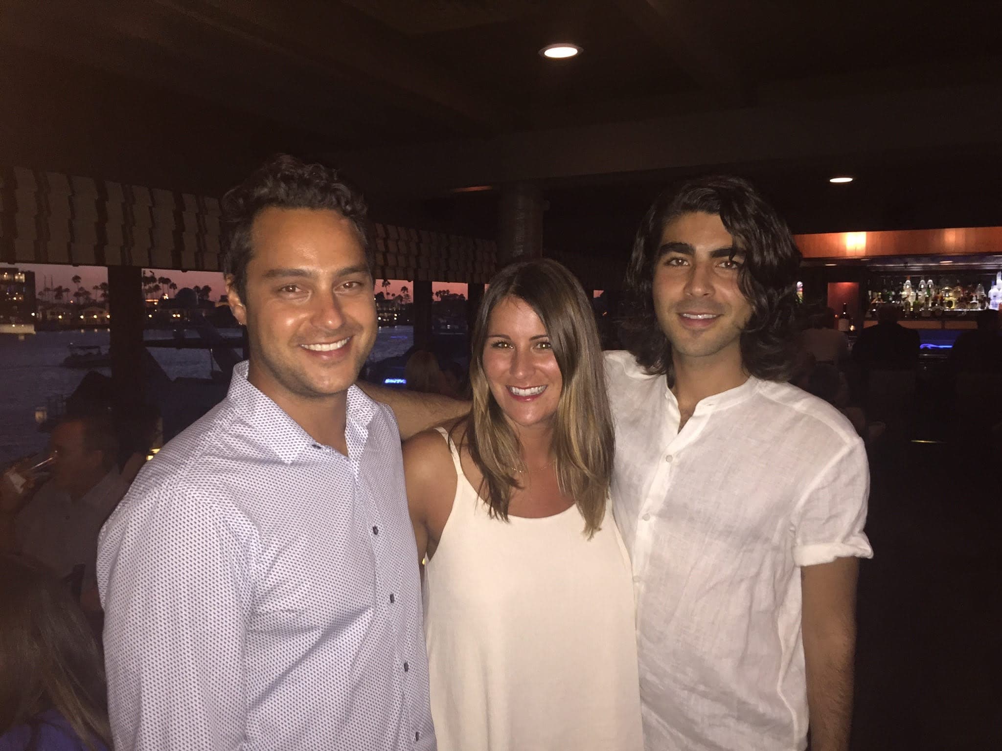 Justin with two friends at a night out